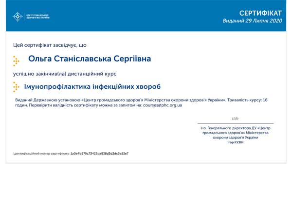 Сертификат о повышении квалификации